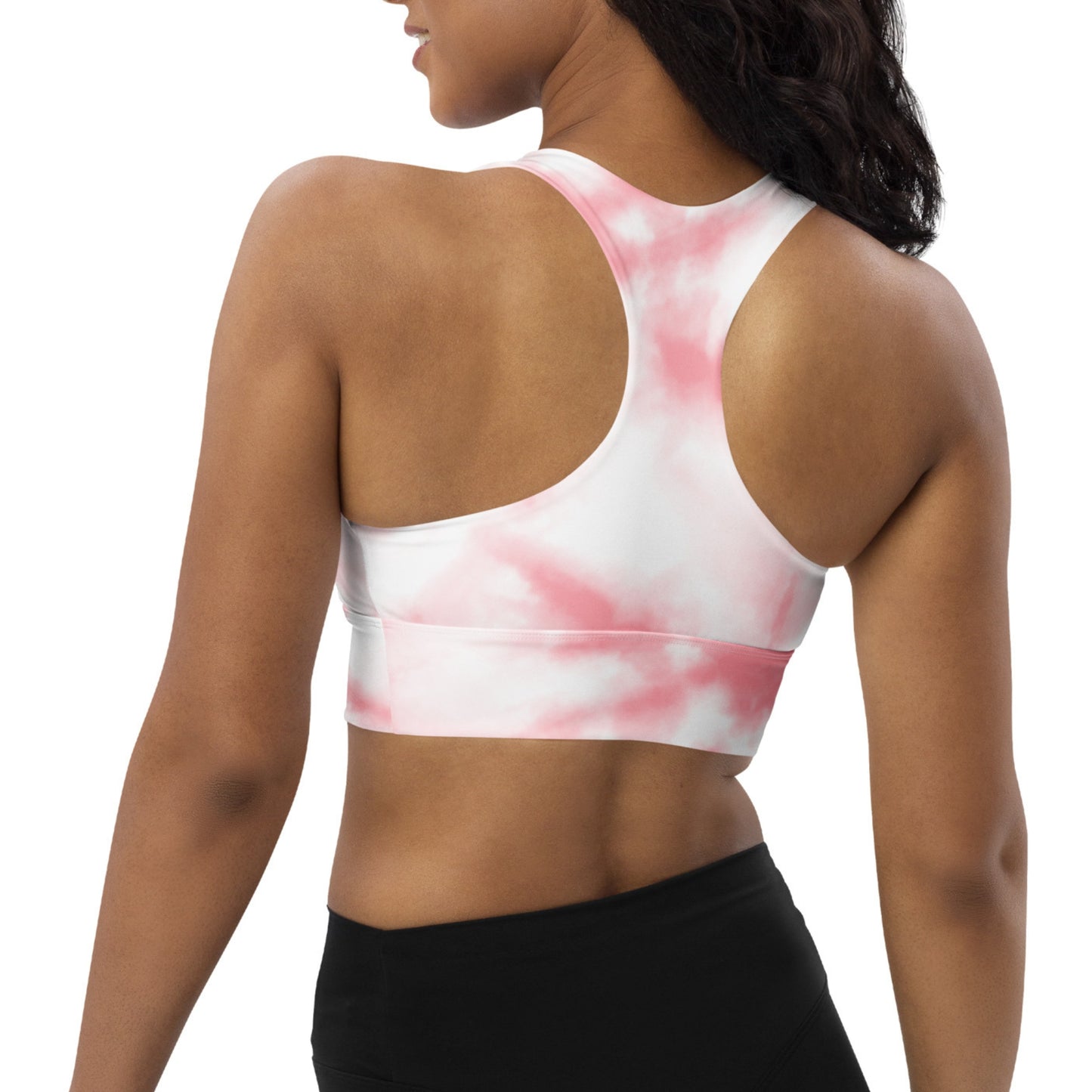 Pink Tie-Dye Peace Sign Longline Sports Bra