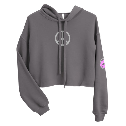 Silver Peace Sign Women's Crop Hoodie