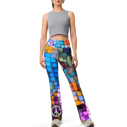 Colorful Mirror Ball Peace Sign Pants