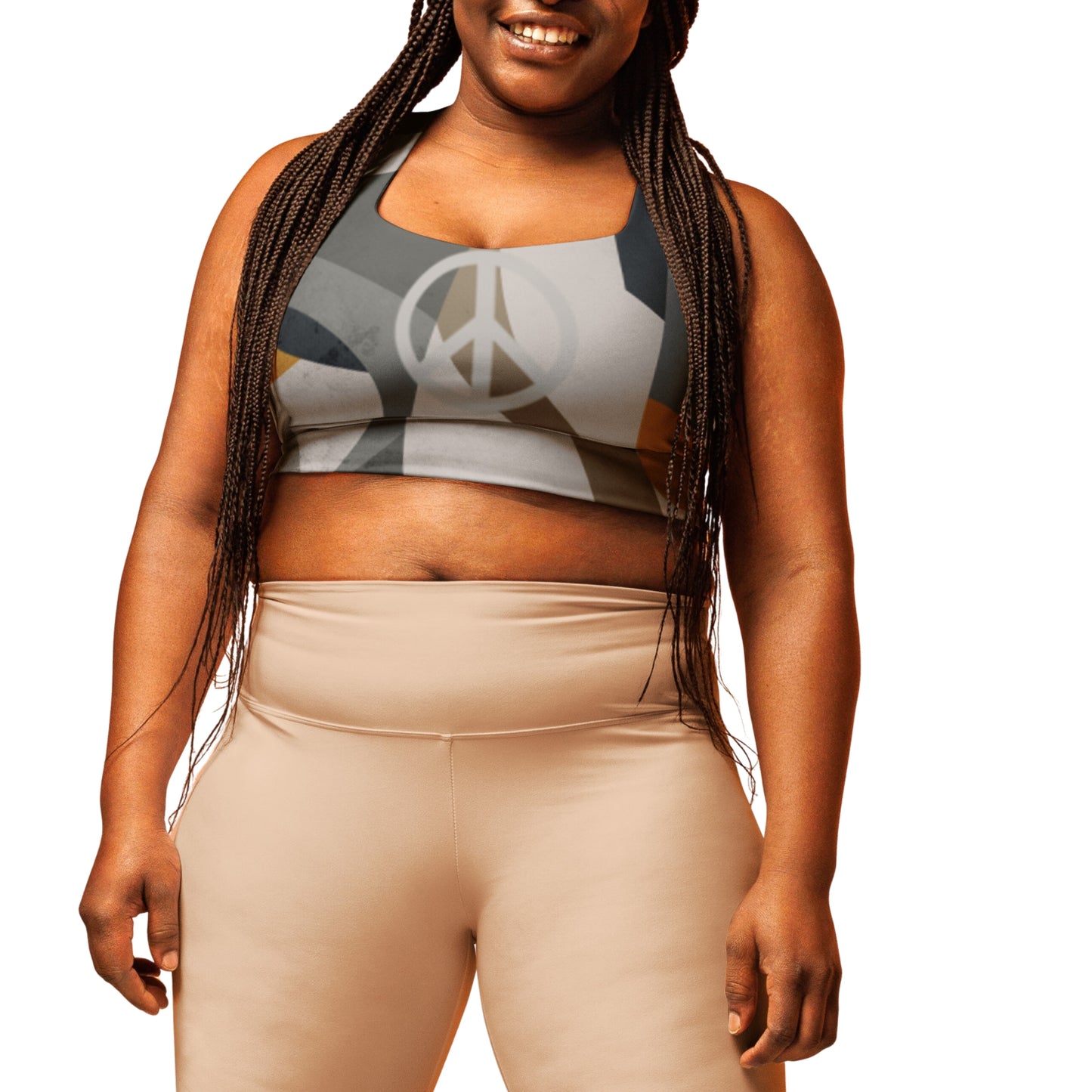 Bold & Mod Peace Sign Longline Sports Bra