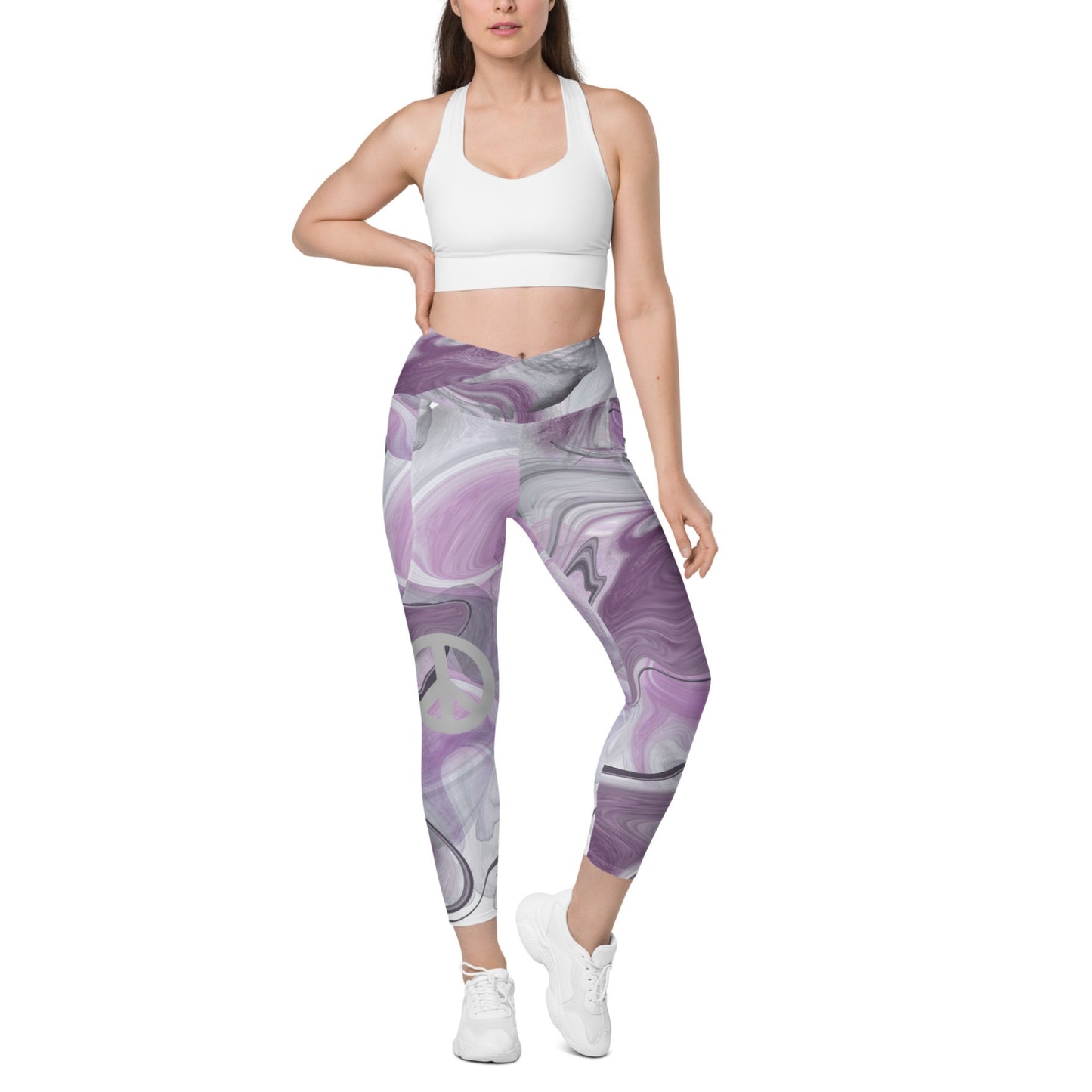 Trippy Purple Crossover leggings with pockets