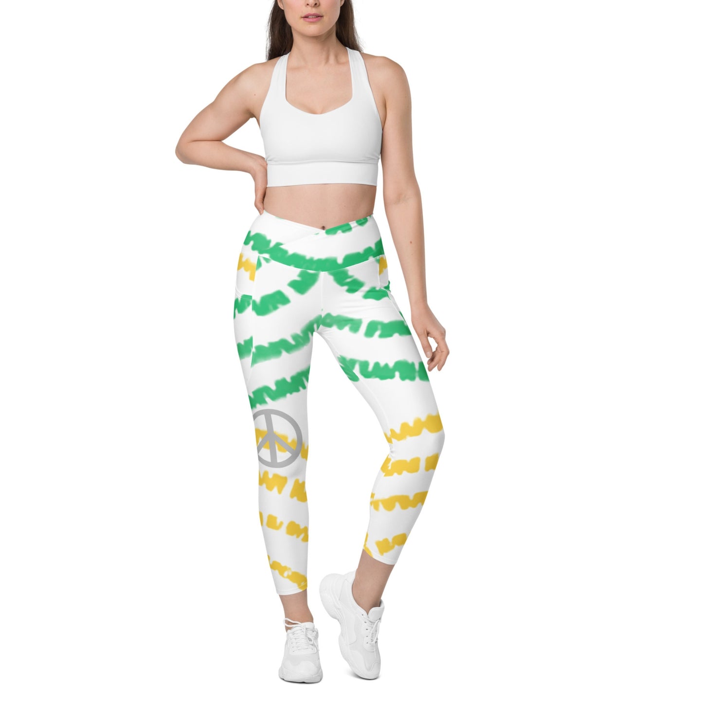 Lemon Lime Crossover Leggings With Pockets