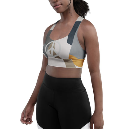 Bold & Mod Peace Sign Longline Sports Bra