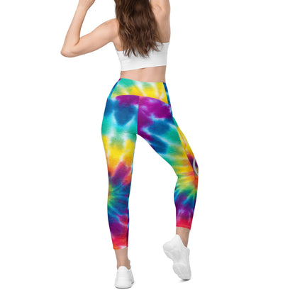 Trippin Out Tie-dye Crossover Leggings with Pockets