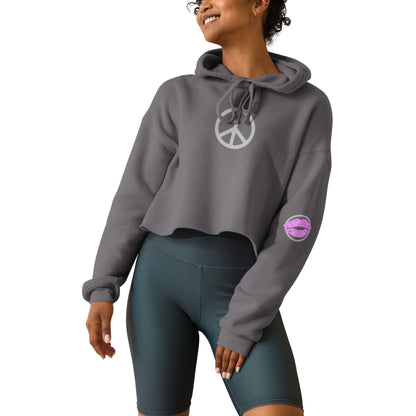 Silver Peace Sign Women's Cropped Hoodie