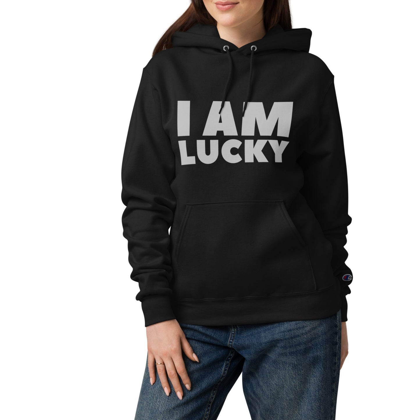 I Am Lucky Manifesting Unisex Champion Hoodie