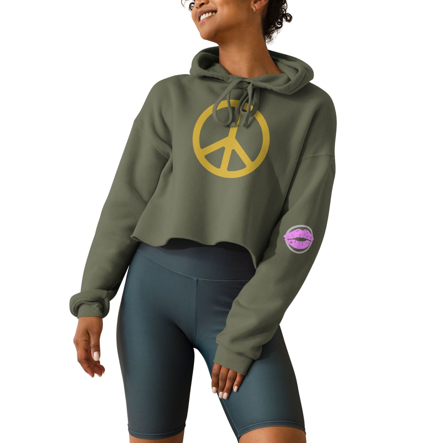 Peace in Gold Women's Cropped Hoodie