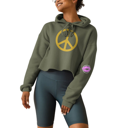 Peace in Gold Women's Cropped Hoodie