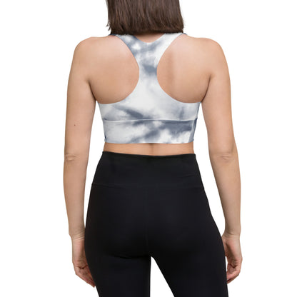 Black Tie-Dye Peace Sign Longline Sports Bra