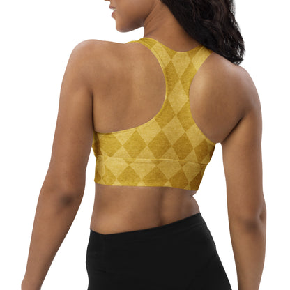 Golden Argyle Peace Sign Longline Sports Bra