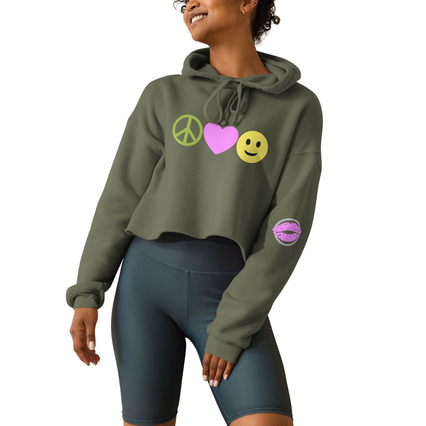 Peace Love Happiness Women's Crop Hoodie