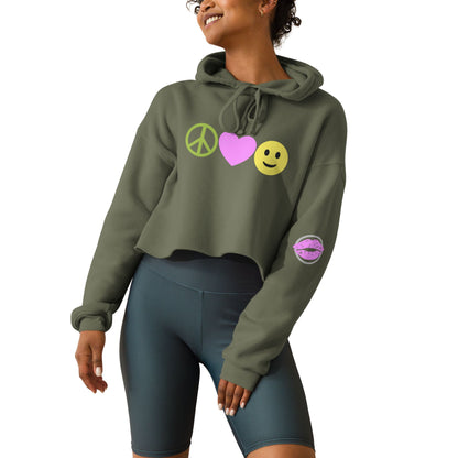 Peace Love Happiness Women's Crop Hoodie