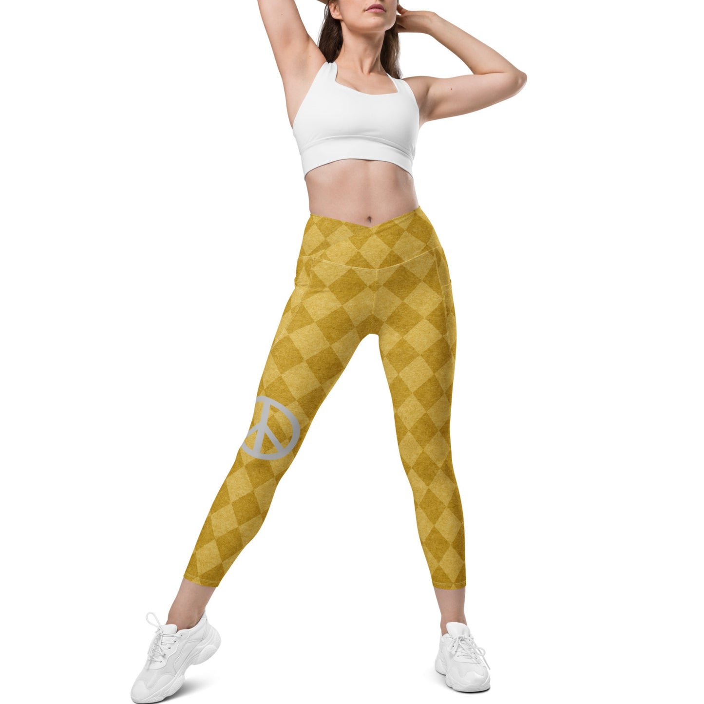 Golden Argyle Crossover Leggings with Pockets