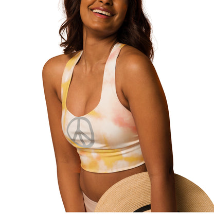 Sunrise Tie-Dye Peace Sign Longline Sports Bra
