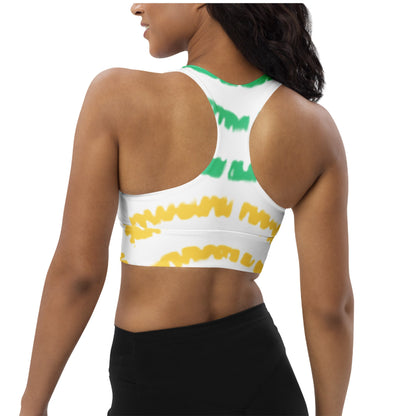 Lemon Lime Peace Sign Longline Sports Bra