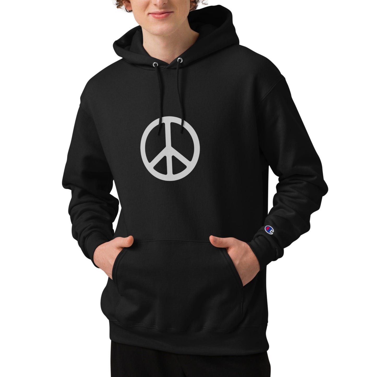 Peace in Silver Unisex Champion Hoodie