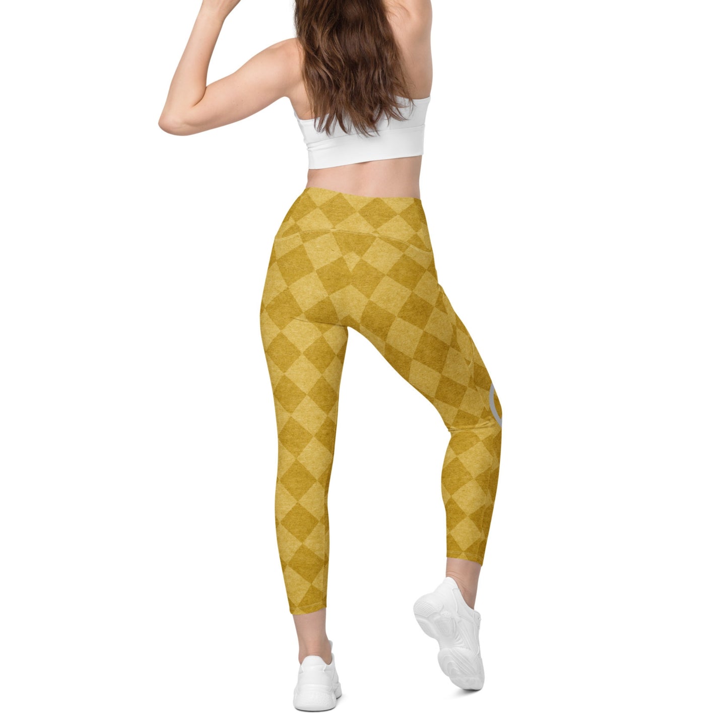 Golden Argyle Crossover Leggings with Pockets