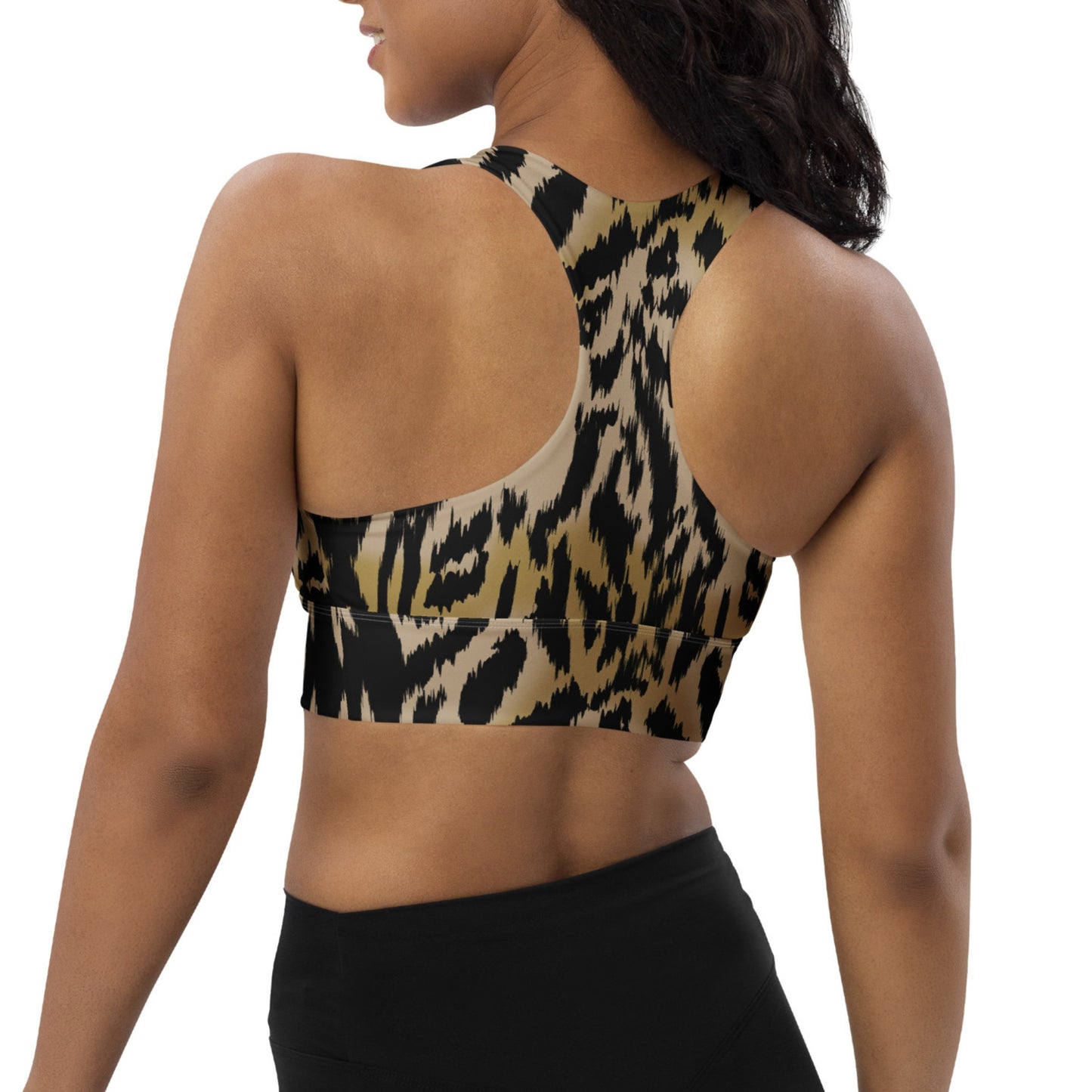Wild Animal Peace Sign Longline Sports Bra