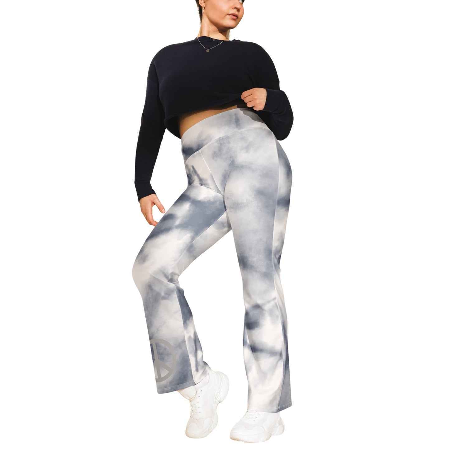 Black Tie Dye Peace Sign Pants