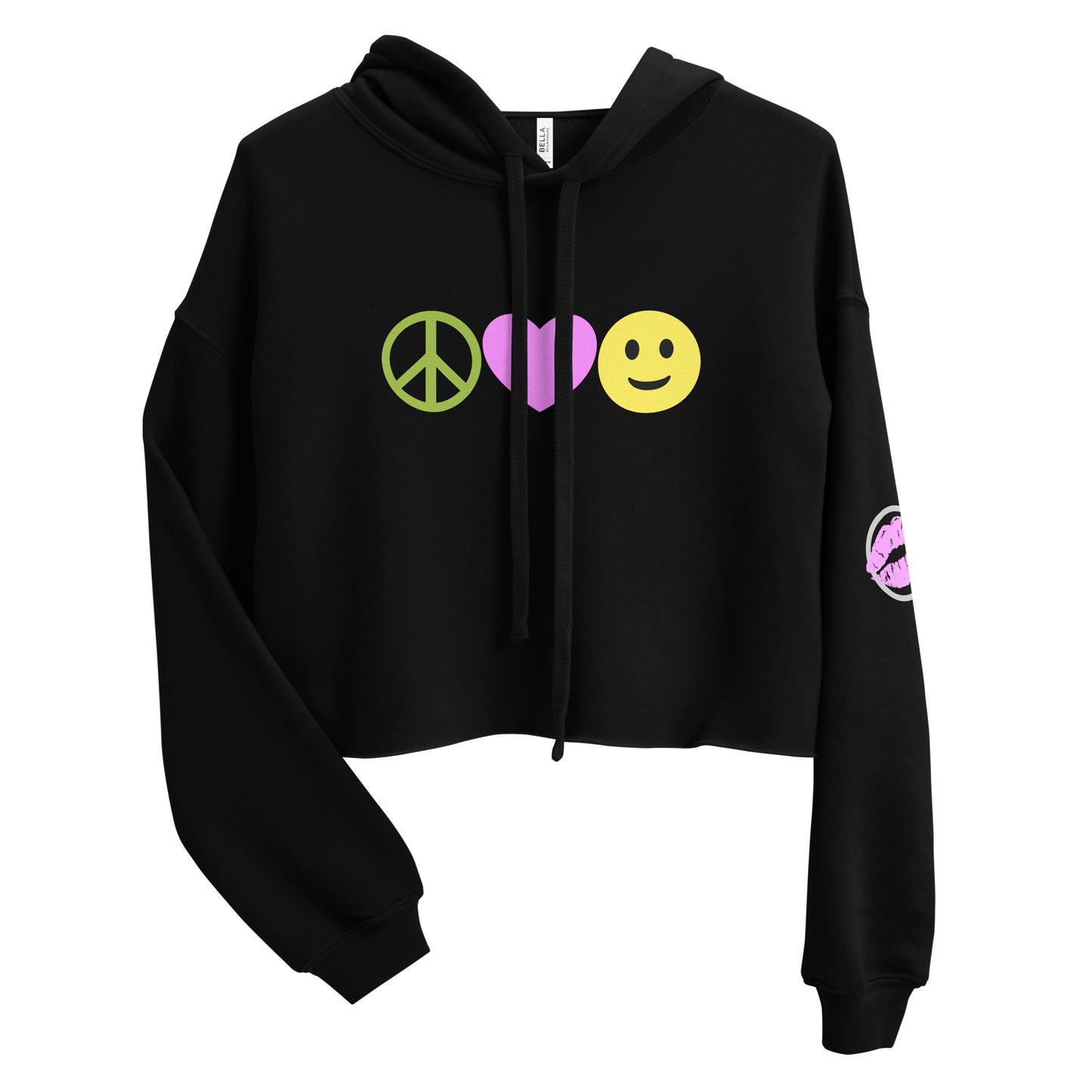 Peace Love Happiness Women's Crop Hoodie