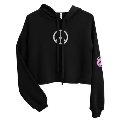 Silver Peace Sign Women's Cropped Hoodie