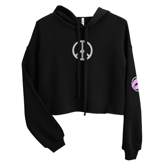 Silver Peace Sign Women's Crop Hoodie