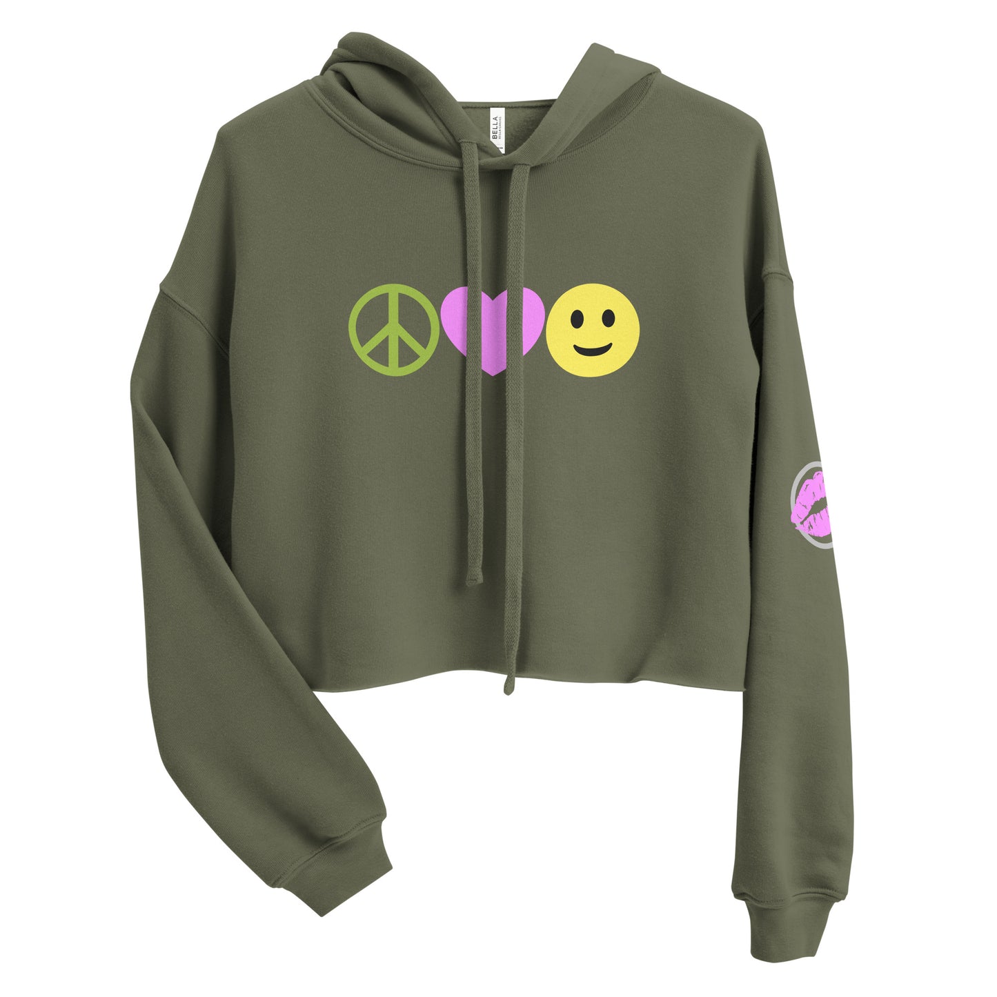 Peace Love Happiness Women's Crop Hoodie