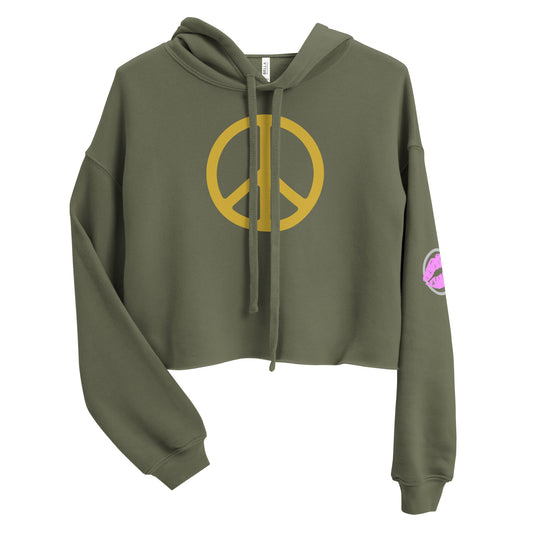 Peace in Gold Women's Crop Hoodie