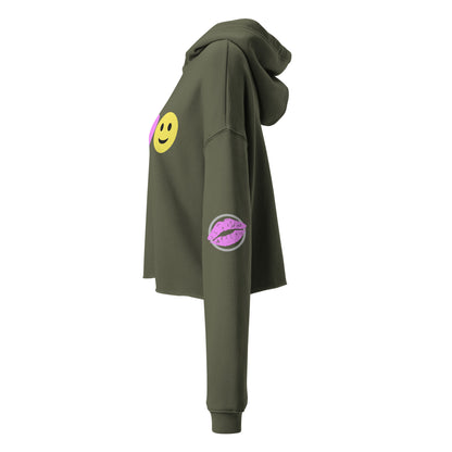 Peace Love Happiness Women's Crop Hoodie