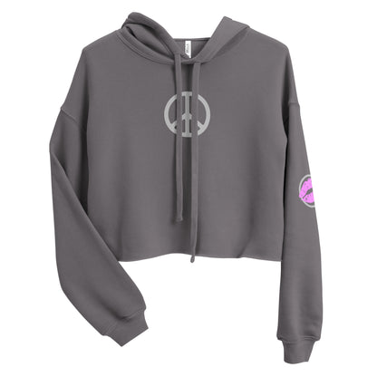 Silver Peace Sign Women's Cropped Hoodie
